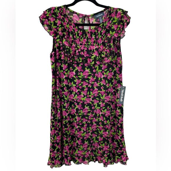 NWT ModCloth Jam Packed on the Prairie Black Raspberry Print Mini Dress Size M - Picture 3 of 10